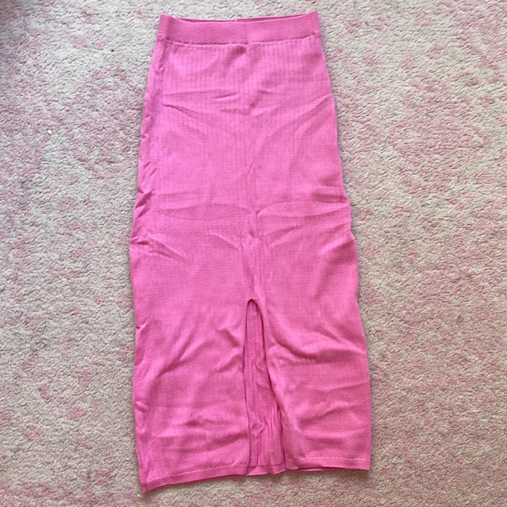 New w/o Tags Free People Pink Ribbed Midi Skirt
